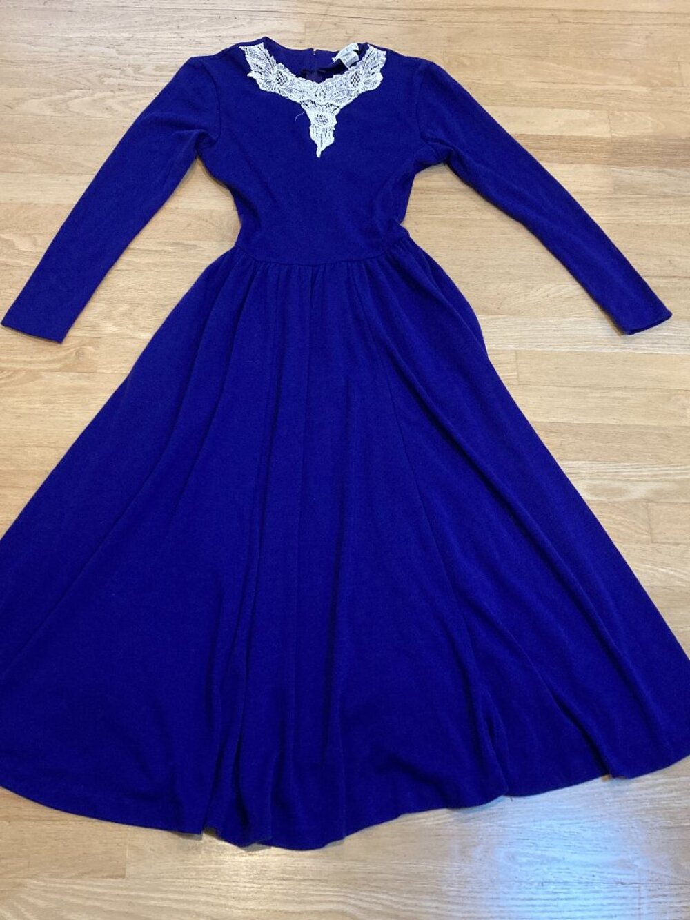 Women's Navy Blue Long Dress with crochet front, Expo Size 6